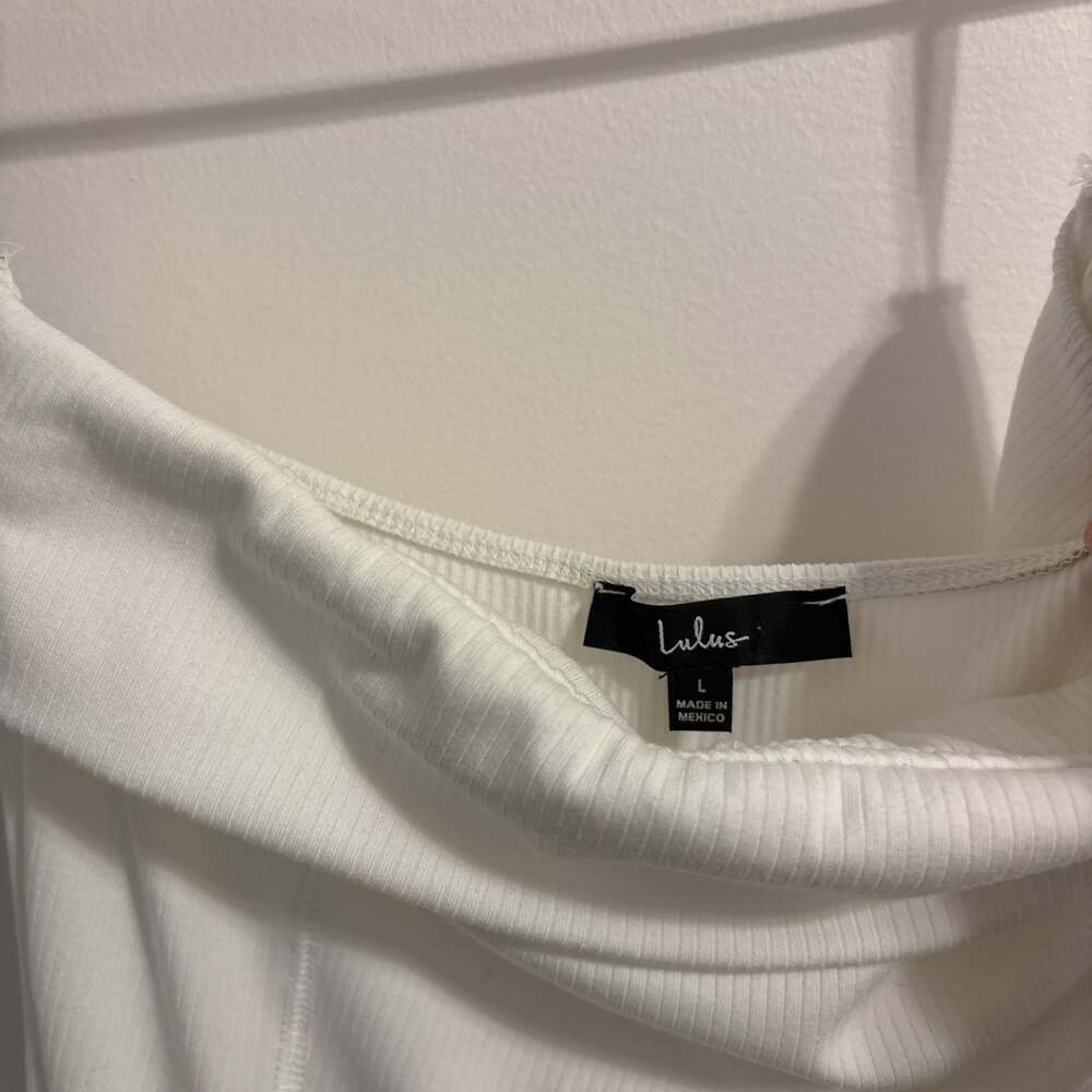 Lulu's Wait on Me White Ribbed Knit Strapless Romper Bridal Fourth of July - Picture 3 of 5